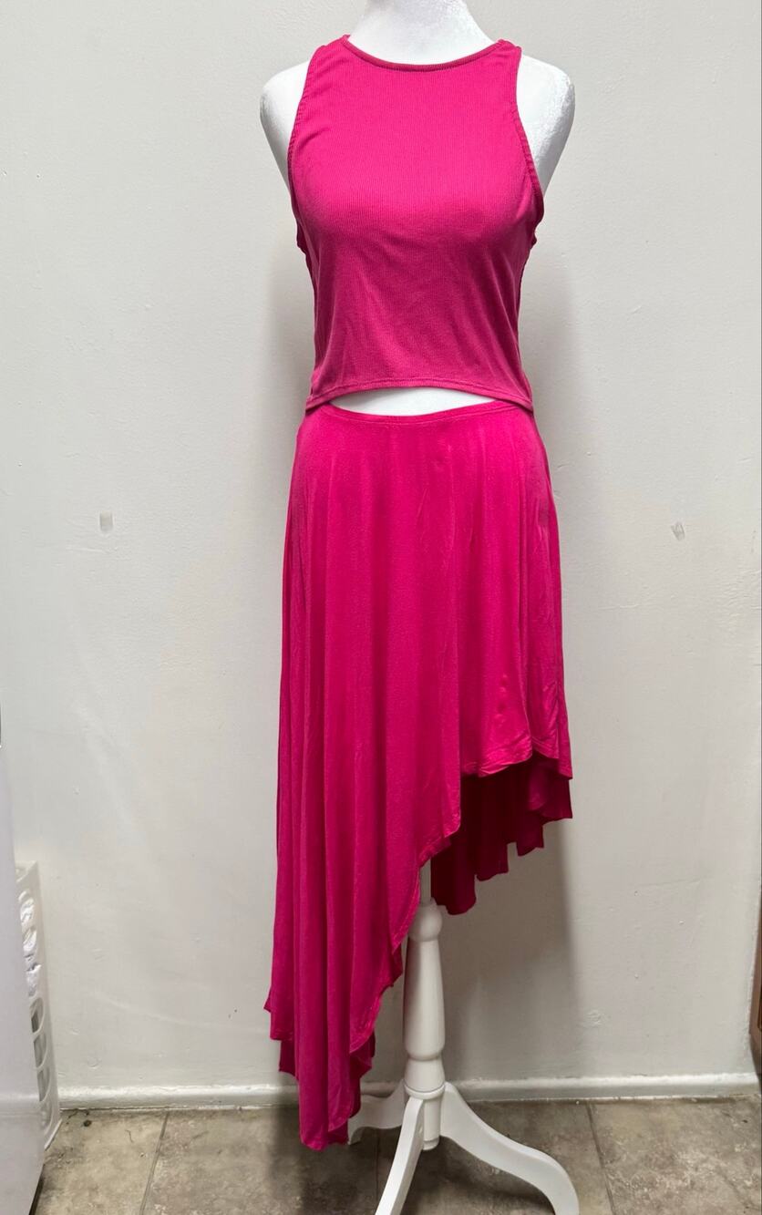 Free People FP Beach Bethany Cutout Midi Dress Pink S/P Y2K Boho Coastal Resort